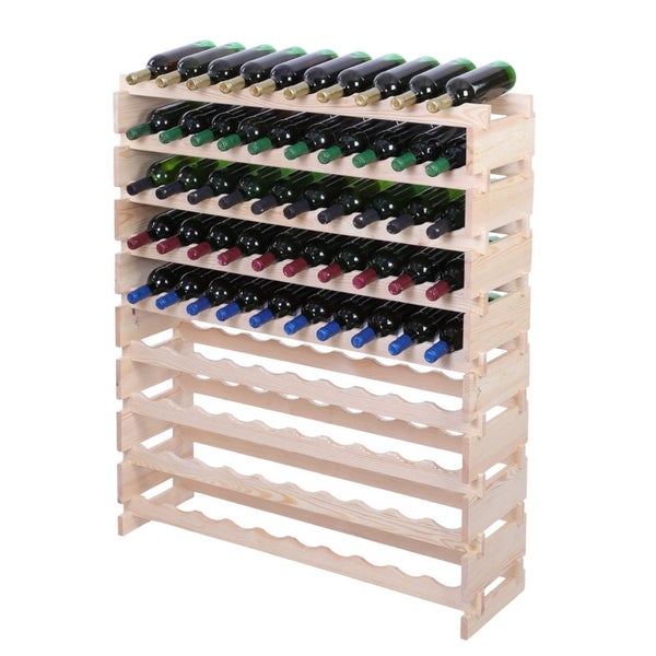 Weinregal VINOTECA FLEX PRO HxBxT 121x103x28cm 90 Flaschen auf 9 Ebene Massives Kiefernholz Natur unbehandelt