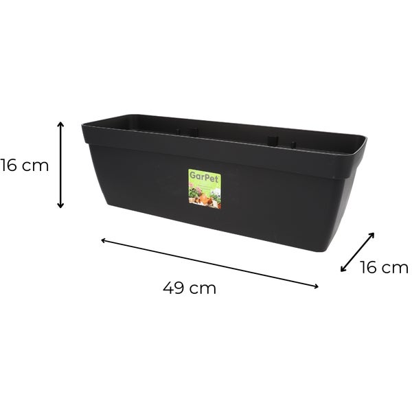 Blumenkasten Balkongeländer Balkon Blumenkasten Balkonkasten mit Halterung Balkonkasten Geländerkästen Balkonkasten mit Wasserspeicher 50 cm anthrazit