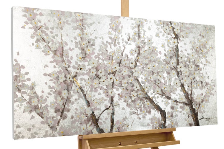 Handgemaltes Gemälde Acrylfarbe 120x60cm Weiß