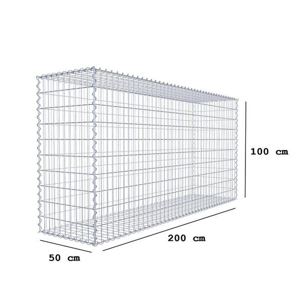 Gabione 200 cm x 100 cm x 50 cm (L x H x T), Maschenweite 5 cm x 10 cm, Spirale