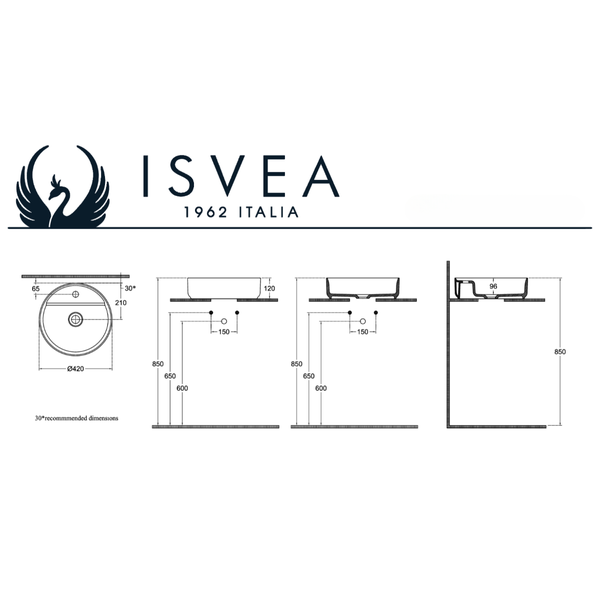 Isvea Waschbecken Rund Aufsatzwaschbecken Badezimmer Blau