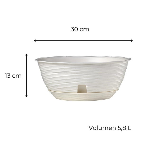 Pflanzenampel Hängeschale Blumenampel Hängeampel inkl. Kette und Wandhalterung Rattan Optik weiß