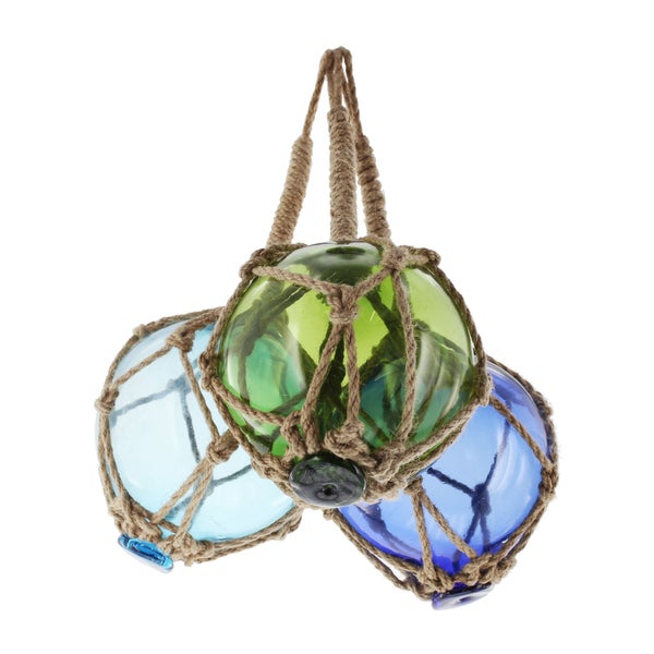 FRANK FLECHTWAREN | Glaskugel Netz, 3er Set, GLAS, ca. Ø 9 cm, GH 25 cm
