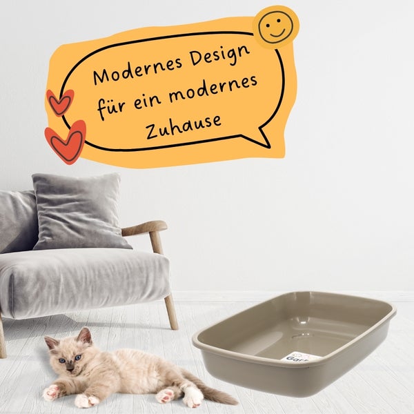 GarPet Katzenklo in 5 Größen Katzentoilette ohne Deckel Katzen Kaninchen Toilette Kitten Hasen Klo WC Schalentoilette Klo grau eckig Mid