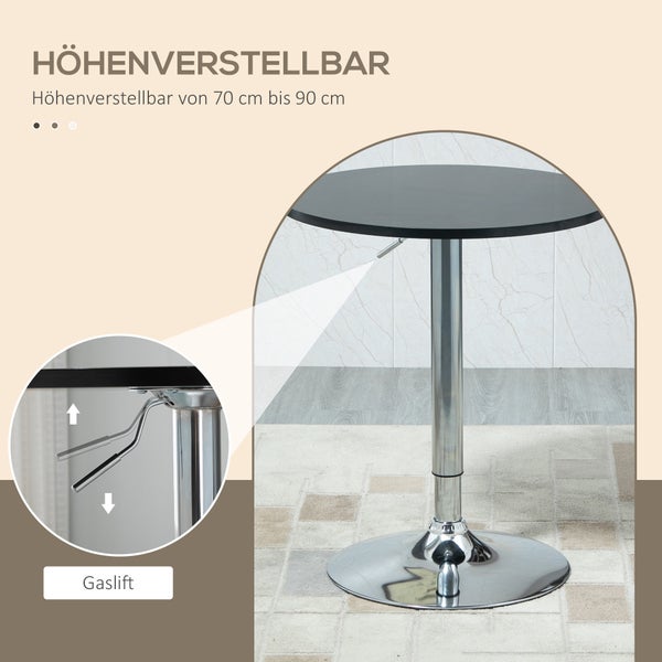 Höhenverstellbarer Stehtisch mit Gasdruckfeder und runder Tischplatte