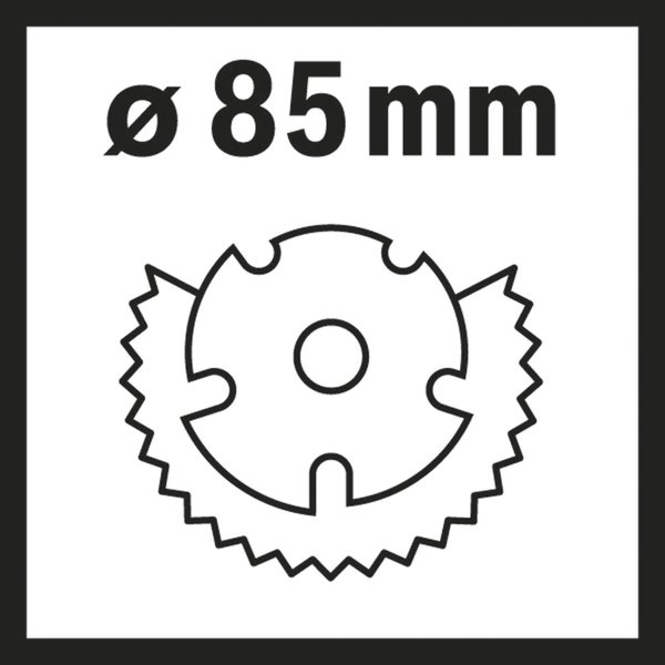 Symbol für ein Werkzeug mit Durchmesser 85 mm