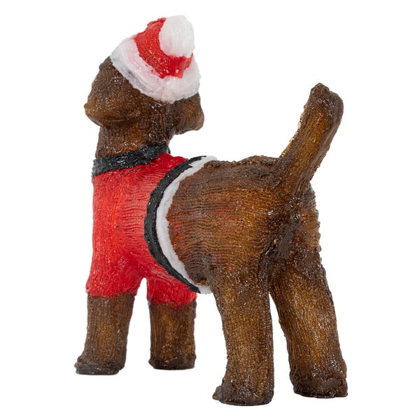 ECD Germany LED Weihnachten Hund Dackel mit Mütze und Pullover, 37x34 cm, Gartenfigur mit 40 warmweißen LEDs, IP44, Innen-Außen, Acryl Hundefigur, Weihnachtsfigur Weihnachtsbeleuchtung Weihnachtsdeko