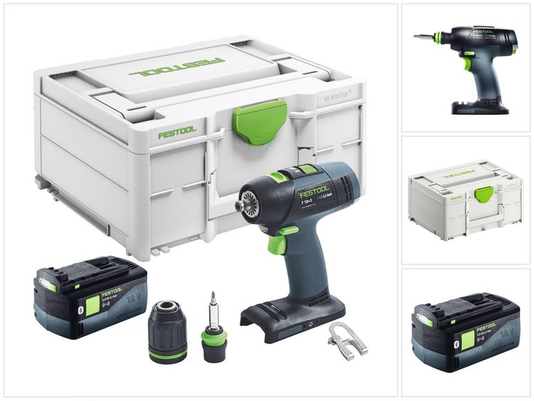 Festool T 18+3 Basic Akku Bohrschrauber 18 V 50 Nm Brushless + 1x Akku 5,0 Ah + Systainer - ohne Ladegerät