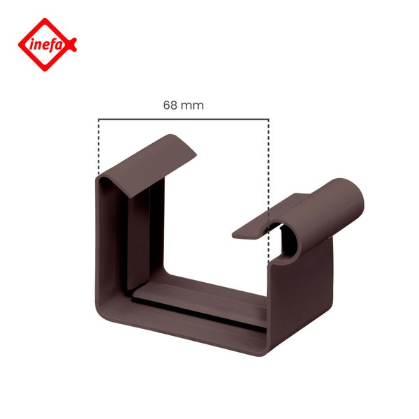 Inefa Rinnenhalter für Kastenrinnen, Kunststoff, Breite 68 Millimeter, Braun, Inefa Logo.