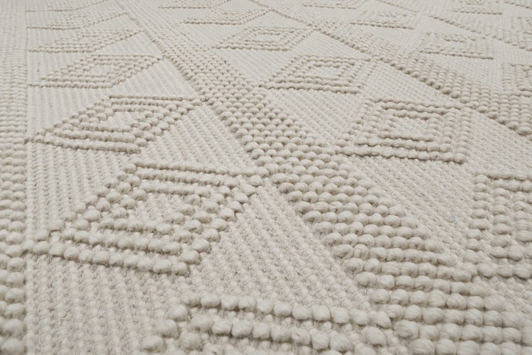 Esprit Teppich handgewebt Creme Weiß aus Wolle Emmy 80x150 cm