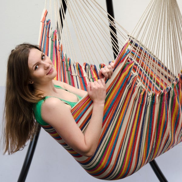 XXL Hängesessel  Relaxsessel 185x130cm bis 150kg mit bunten Streifen