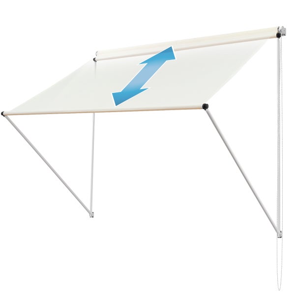 ML-Design Markise 400 x 120 cm, Beige, 50+ UV-Schutz, aus Metall und Polyester, Seilzug, Schattenspender Fenster, Einziehbar Klemmmarkise Balkonmarkise Spannmarkise Sonnenschutz Windschutz
