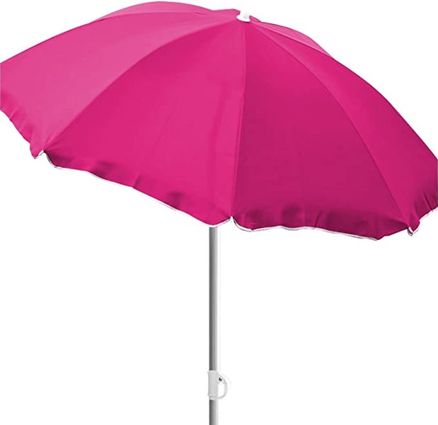 RESCH Sonnenschirm für Strand Pink, Ø 200 cm, Gartenschirm, UV-Schutz bis UPF 50+, knickbar, Sonnenschutz Balkon, tragbar, Schirmrippen aus Glasfaser