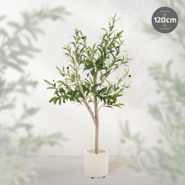 Künstlicher Olivenbaum, 120 cm hoch, im Topf