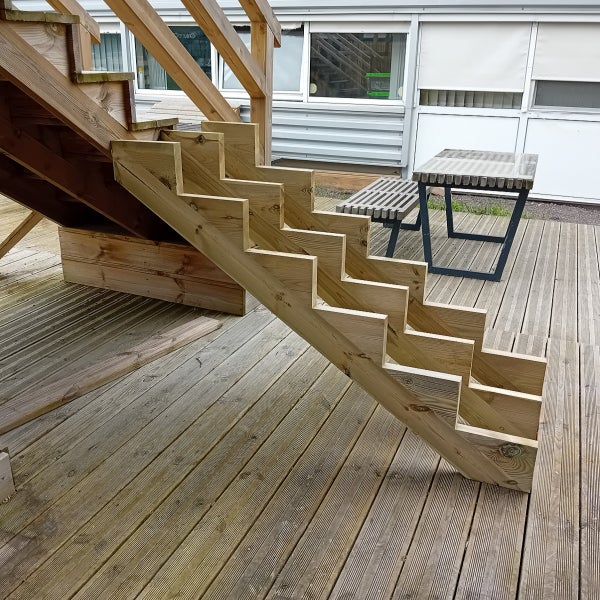 3er Set Treppenwange 6 Stufen aus KDI Holz für Gartentreppe, Außentreppe, Terrassentreppe n-Höhe 102cm