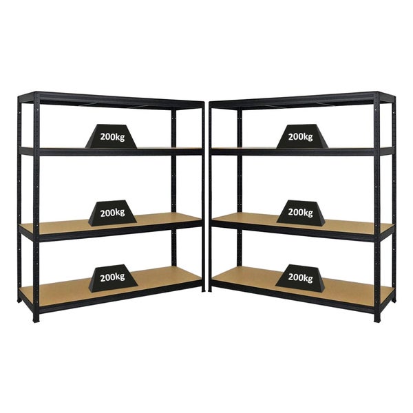 PROREGAL Mega Deal 2er-Set Schwerlastregal Giant Elephant 160x150x45cm mit 4 Ebenen Fachlast 200kg Schwarz