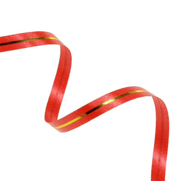 Rote Geschenkbandrolle mit Goldstreifen
