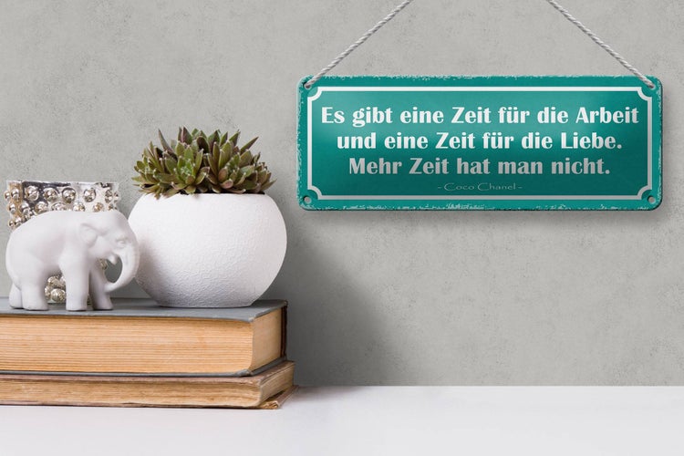 Blechschild Spruch 27x10cm eine Zeit für Arbeit und Liebe Dekoration