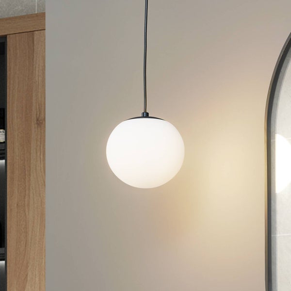 Lucande Pendelleuchte Bidolo in Schwarz aus Glas (1 flammig, E14) - Hängelampe Esstischlampe Hängeleuchte Badezimmerleuchte
