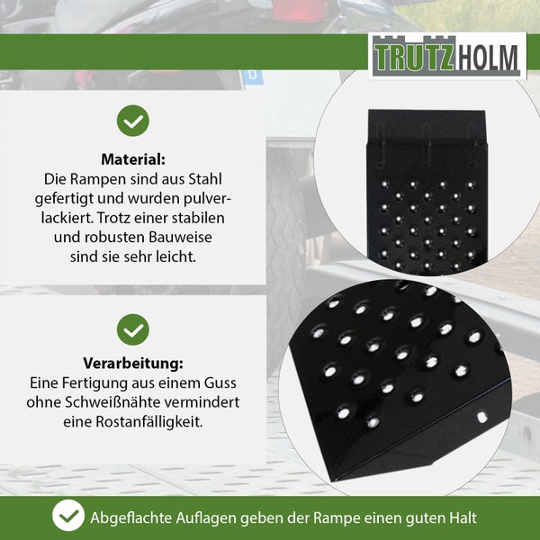 TRUTZHOLM Auffahrrampen 160 cm 400 kg Stahl schwarz gebördelt Verladerampe Quads Rasenmäher