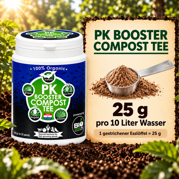 Dose PK Booster Compost Tee von BioTabs mit 625 Gramm Inhalt fuer schnelles Pflanzenwachstum als organischer Pflanzenduenger