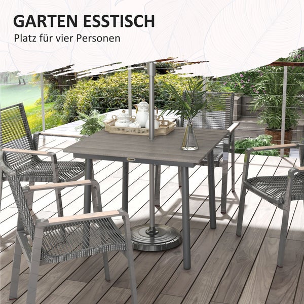 Outsunny Beistelltisch, 90L x 90B x 75H cm, Aluminium, HDPE, grau