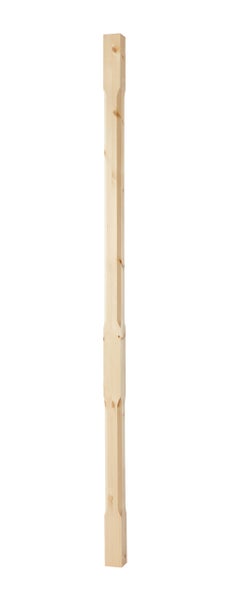 Gefaster Geländerstab aus unbehandeltem Holz für Treppengeländer.