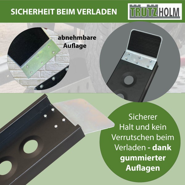 TRUTZHOLM 2 x Auffahrschienen 194 cm Traglast 400 kg Alu schwarz Auffahrrampen Verladerampen