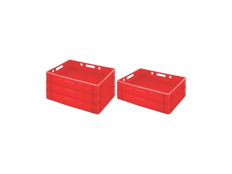 PROREGAL SparSet 5 x Eurobehälter Fleischerkasten E1 HxBxT 12,5 x 40 x 60 cm 25 Liter Rot Fleischerkiste Fleischkiste Metzgerkiste Fleischbehälter