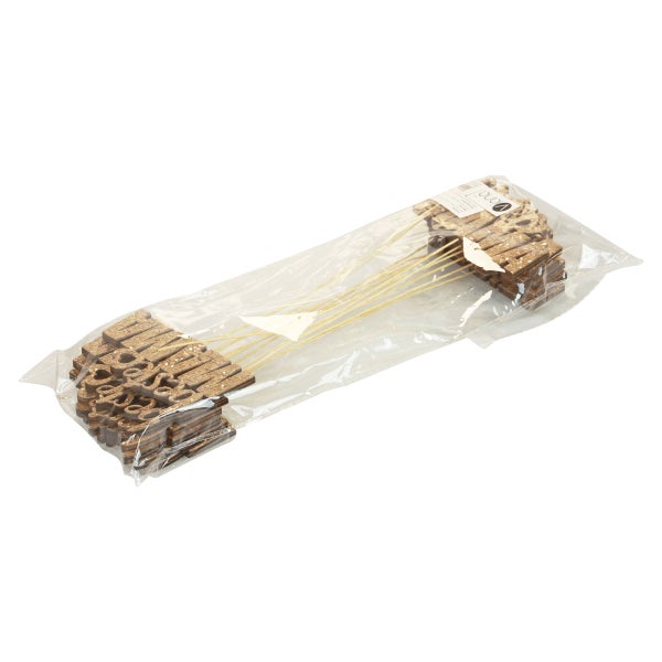 Packung mit Holzdekorationen mit Stäben für Blumengestecke