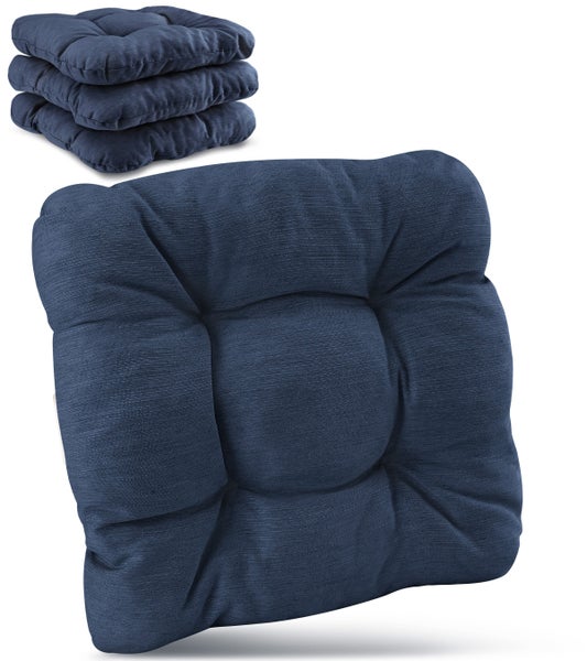 Blauer Stuhlkissenstapel aus Stoff