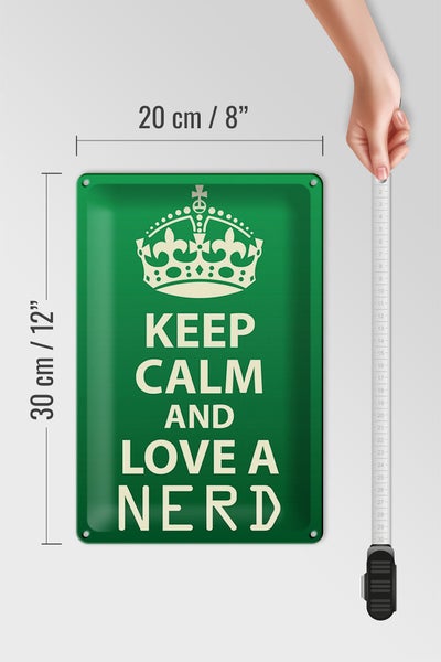 Blechschild Spruch 20x30cm Keep Calm and love a nerd