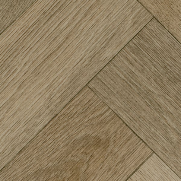 Fischgrät Vinyl Meterware PVC Boden Holzoptik CV Bodenbelag Eiche 400 cm breit (Meterware)