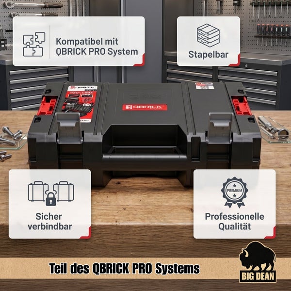 QBRICK PRO Werkzeugkoffer kompatibel mit QBRICK PRO System, stapelbar und sicher verschließbar in professioneller Qualitaet.