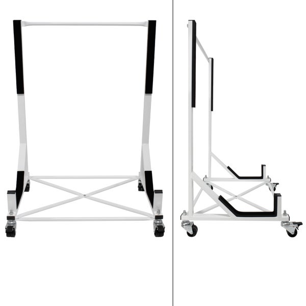 ECD Germany Hardtopständer mit 4 feststellbaren Rädern inkl. Bezug - Weiß - aus pulverbeschichtetem Stahl - Hardtop Ständer Hardtophalter Aufbewahrung Trolley Hülle Abdeckhaube Schutzbezug Cover
