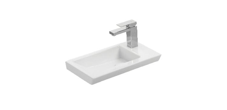 Rechteckiges Aufsatzwaschbecken mit Armatur