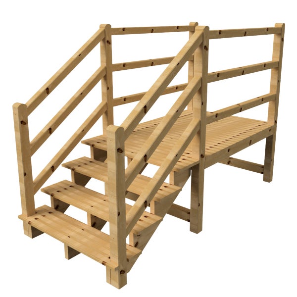 Holztreppe mit Geländer zum Aufsteigen