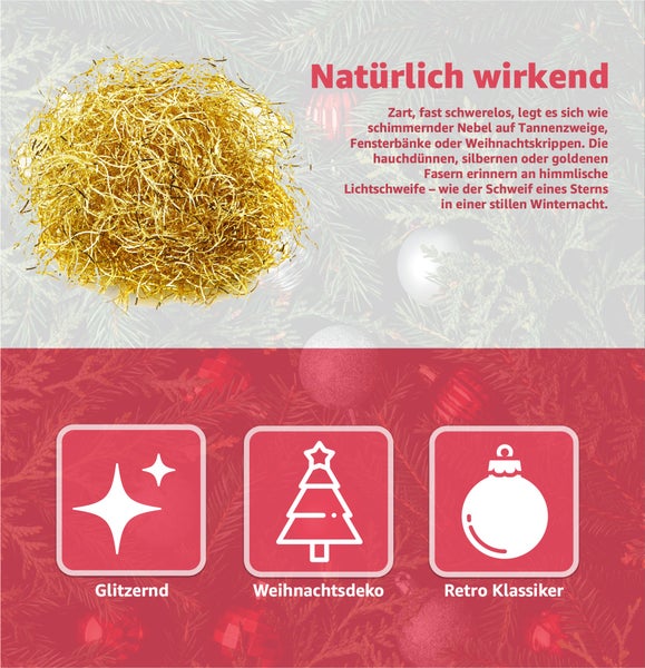 Dekorative goldfarbene Lametta für Weihnachten
