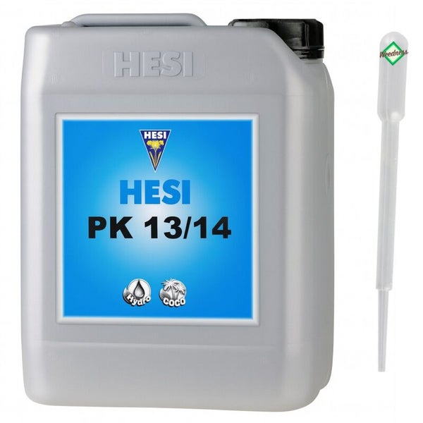 Hesi PK 13/14 Dünger für Hydro und Coco in einem grauen Kanister inklusive Pipette.