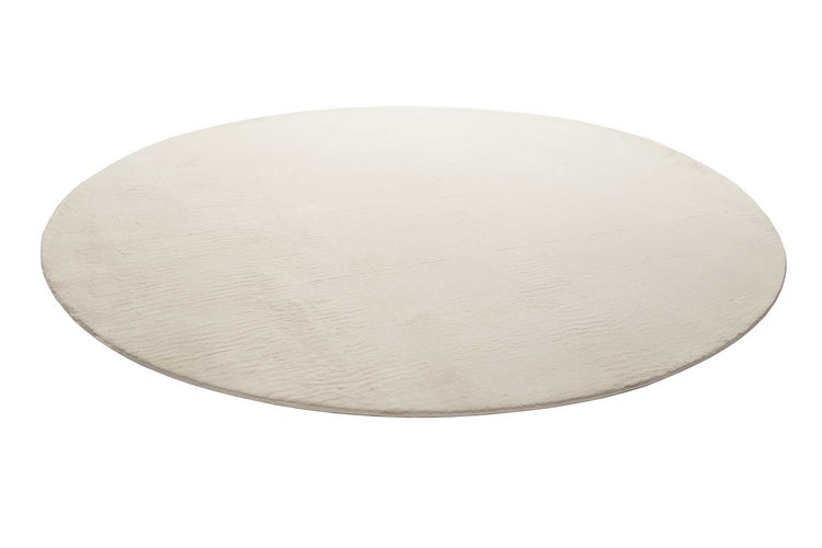 Kunstfell Teppich Rund Creme Beige soft & weich Villa Rosso Homie Living 80 cm rund