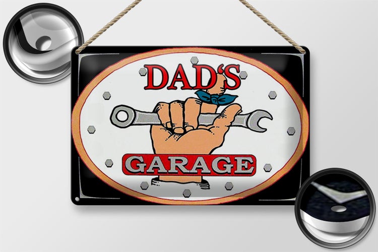 Blechschild Spruch 30x20cm dad´s Garage Papas Werkstatt