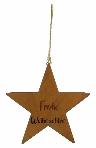 Dekoleidenschaft Metall Kerzenhalter Stern 45 cm hoch, in Rost Optik, mit Schriftzug Frohe Weihnachten, Outdoor Kerzenständer, Gartendeko