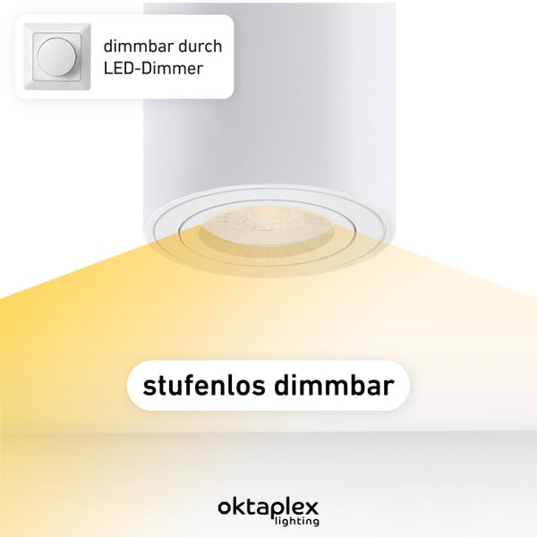 Aufbaustrahler 3 Stück dimmbar LED Modul Warmweiß 3000K 5W 380 Lumen Aufputz Schwenkbar Aluminium 80x85mm