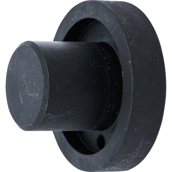 Schwarzer Türstopper aus Gummi für die Wandmontage.