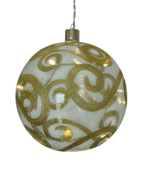 Dekorative LED-Hängekugel mit goldenen Verzierungen