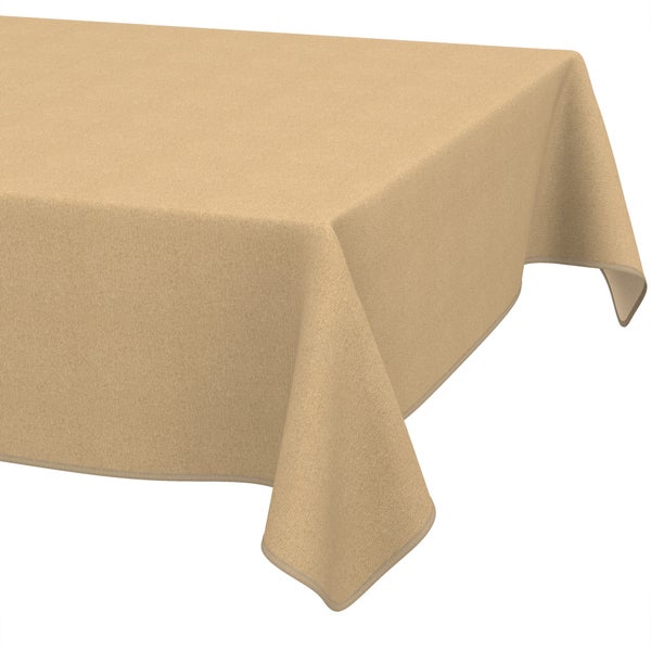 Rechteckige Tischdecke mit feiner Struktur und eingefasstem Rand.