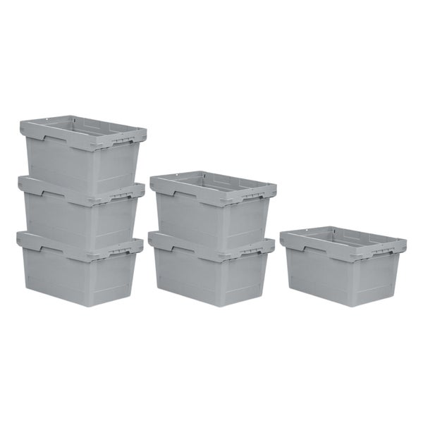 PROREGAL Mega Deal 6x Conical Mehrweg-Stapelbehälter Grau HxBxT 32,3 x 40 x 60cm 58 Liter Lagerbox  Eurobox  Transportbox  Transportbehälter