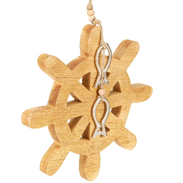 Dekorative Holzradaufhängung mit Fischmotiven