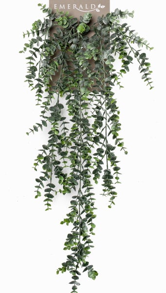 Künstliche Hängepflanze Eukalyptus mit grünen kleinen Blättern an langen Trieben.
