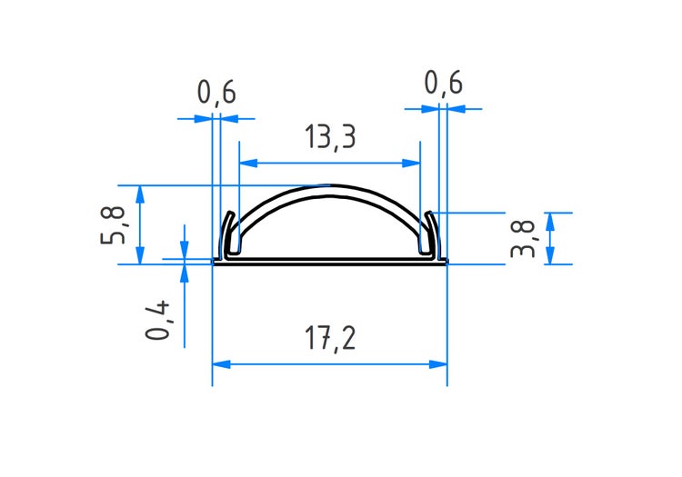 TIVENDIS Led Alu Profil 2 m BD Komplett Set für Strip / Streifen bis 12 mm breit | Abdeckung satiniert milchig, Endkappen, Befestigungclips | U-Form Aufputz Deckenleiste Wandprofil eloxiert